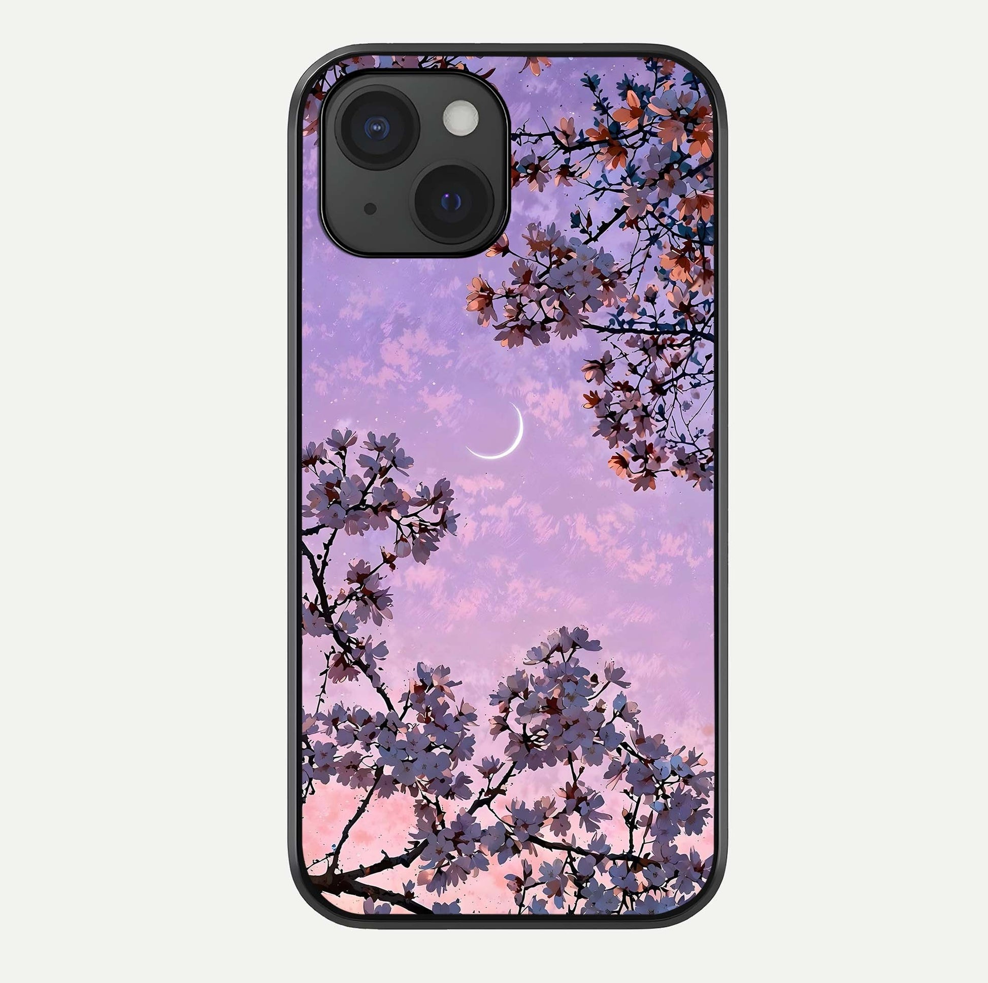 Purple Serenity Moon Glass Case For iPhone 15 by Custom World