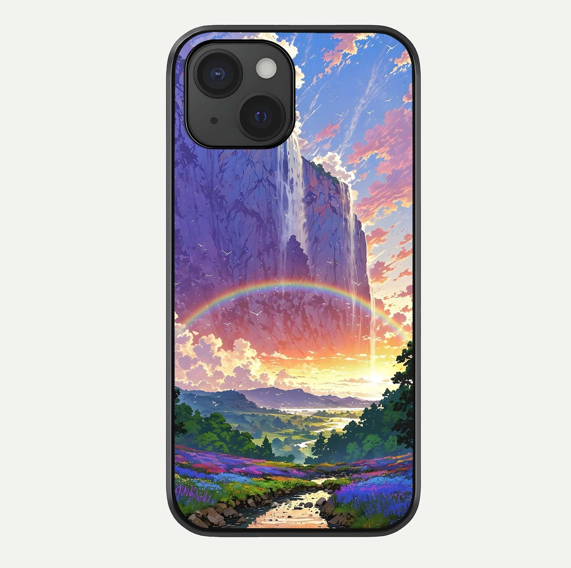 Rainbow Valley Dream Glass Case For iPhone 15 by Custom World
