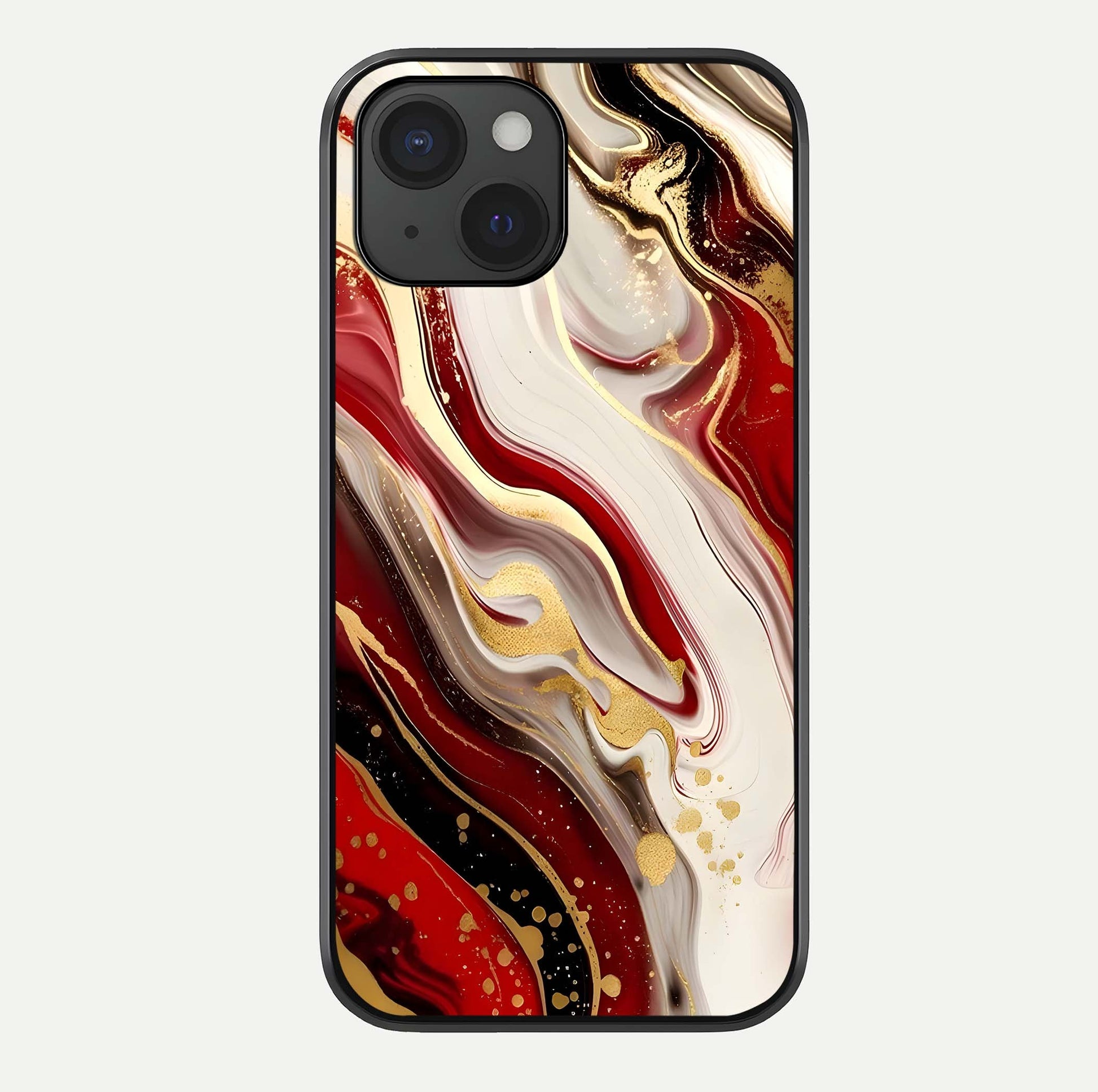 Red & White Marble Glass Case For iPhone 15 by Custom World