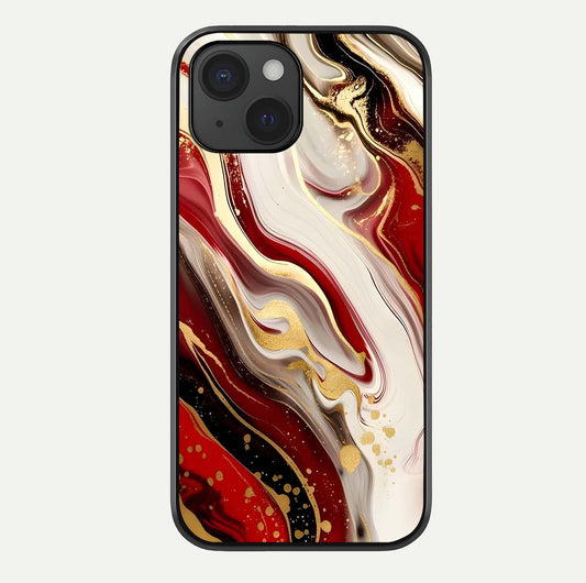 Red & White Marble Glass Case For iPhone 15 by Custom World