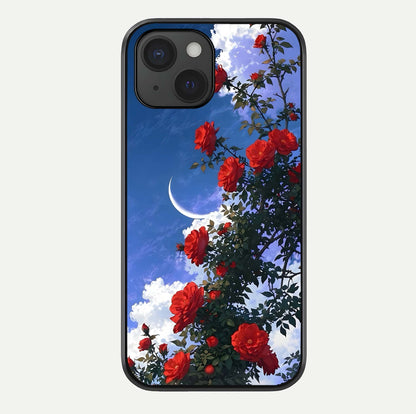 Rose Drift Flowers Glass Case For iPhone 15 by Custom World
