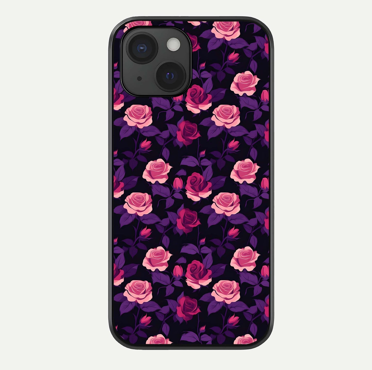 Rose Garden Twilight Glass Case For iPhone 15 by Custom World