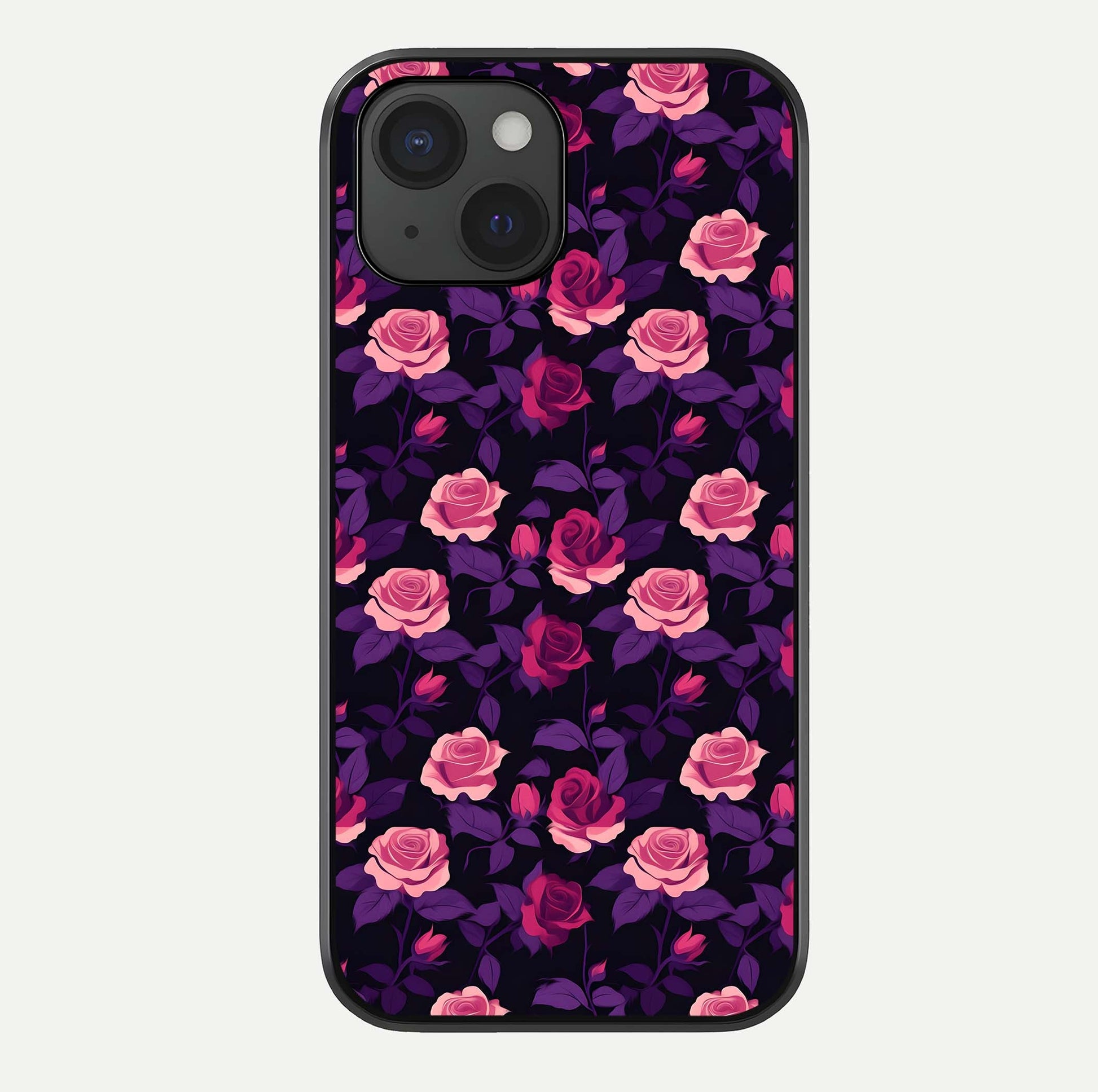 Rose Garden Twilight Glass Case For iPhone 15 by Custom World