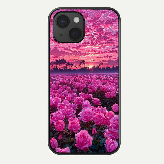 Rose Sunset Valley Glass Case For iPhone 15 by Custom World