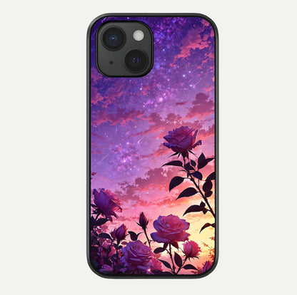 Starlit Rose Twilight Glass Case For iPhone 15 by Custom World