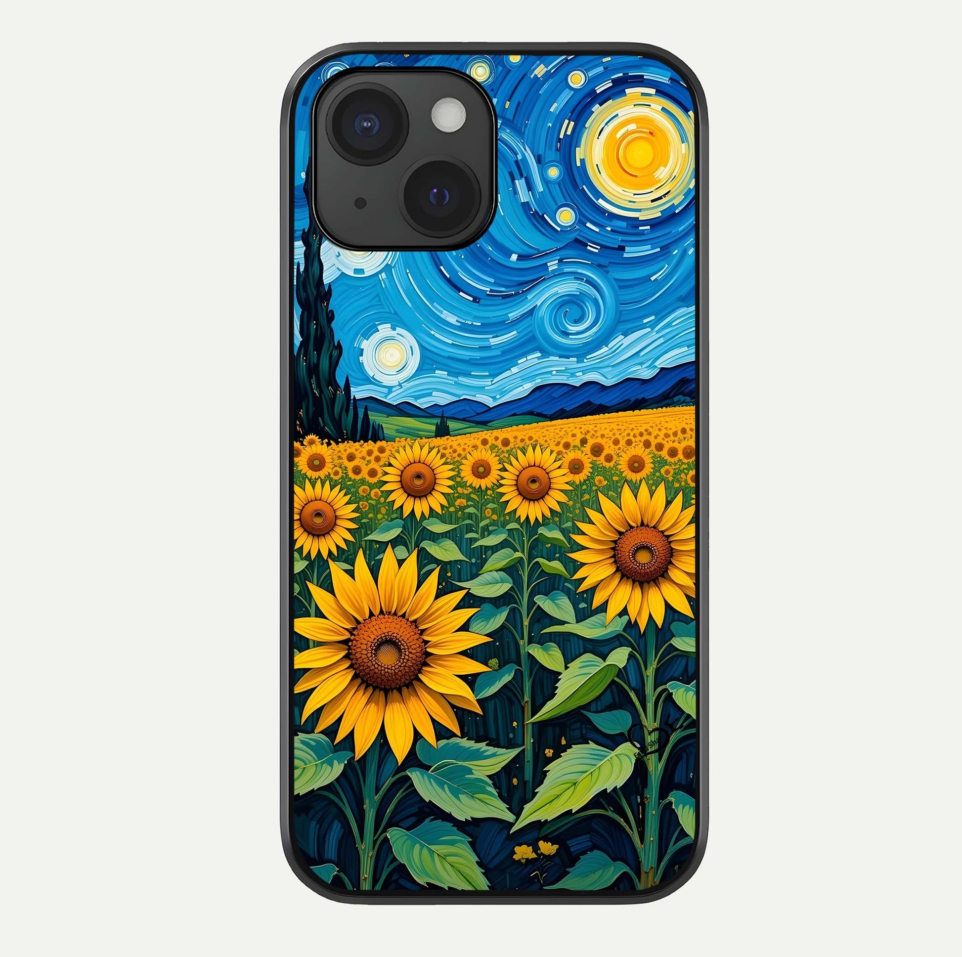 Starry Sunflower Dreams Glass Case For iPhone 15 by Custom World