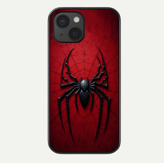 Superhero Web Emblem Glass Case For iPhone 15 by Custom World