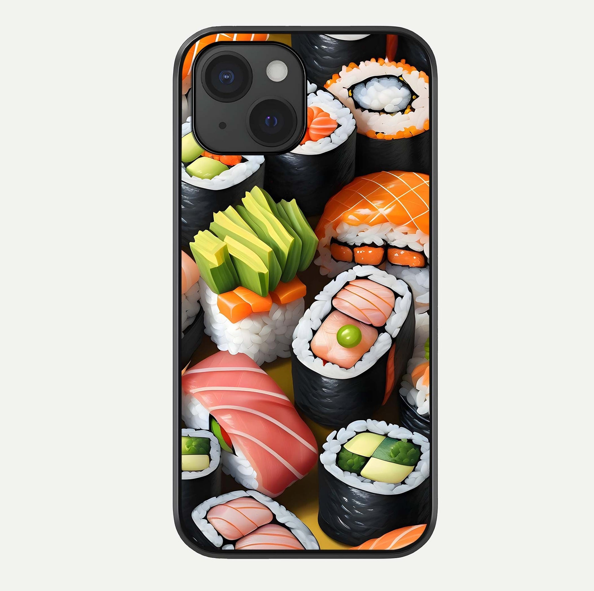 Sushi Food Pattern Glass Case For iPhone 15 by Custom World