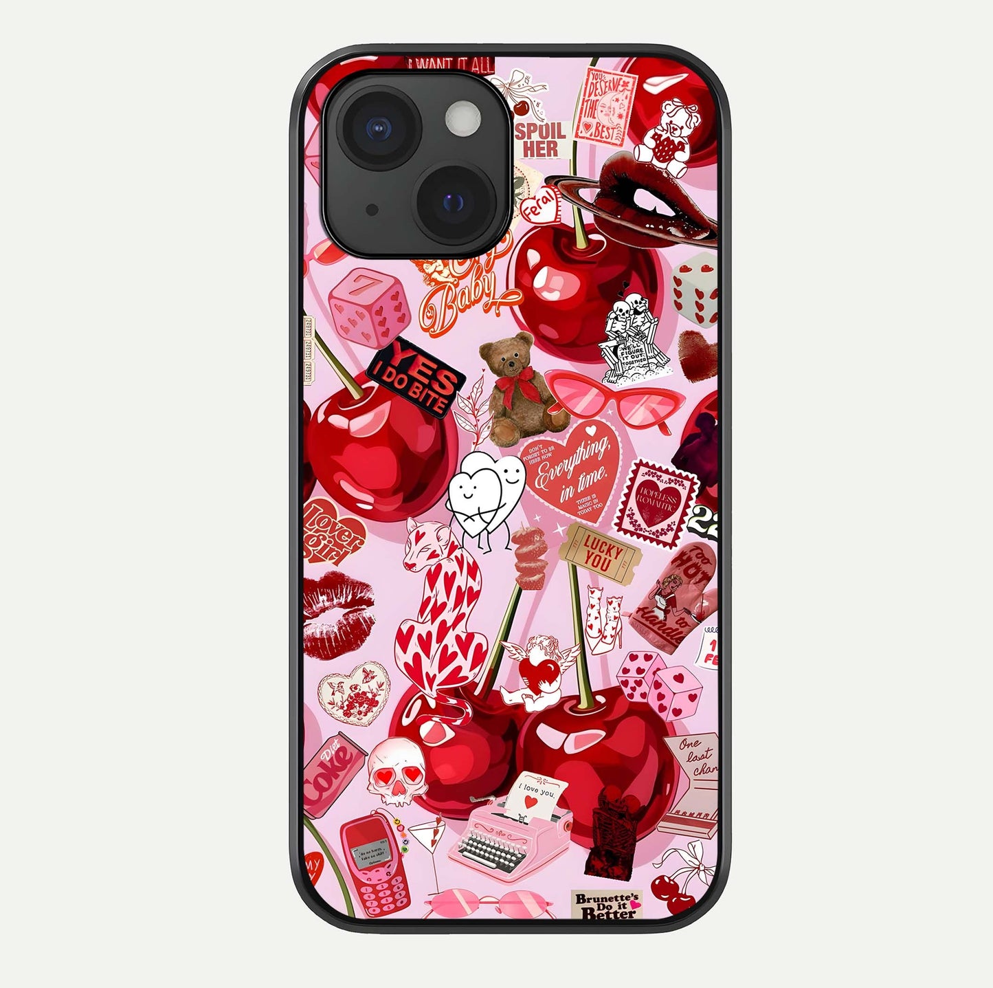 Sweet Cherry Chaos Glass Case For iPhone 15 by Custom World