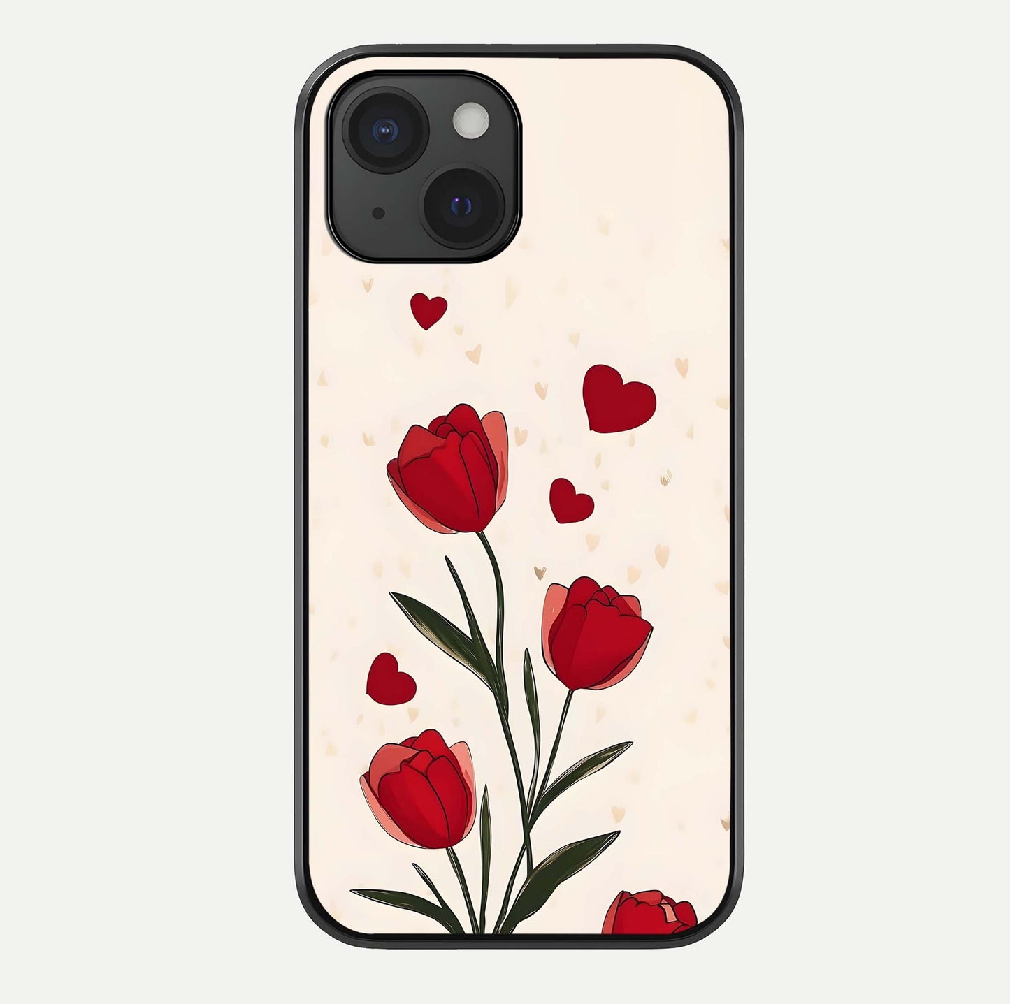 Tulip With Heart Glass Case For iPhone 15 by Custom World