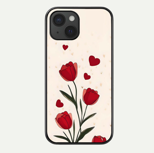 Tulip With Heart Glass Case For iPhone 15 by Custom World