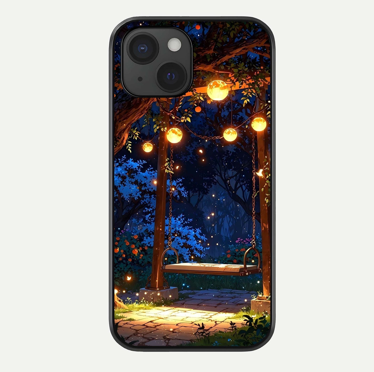 Twilight Garden Swing Glass Case For iPhone 15 by Custom World