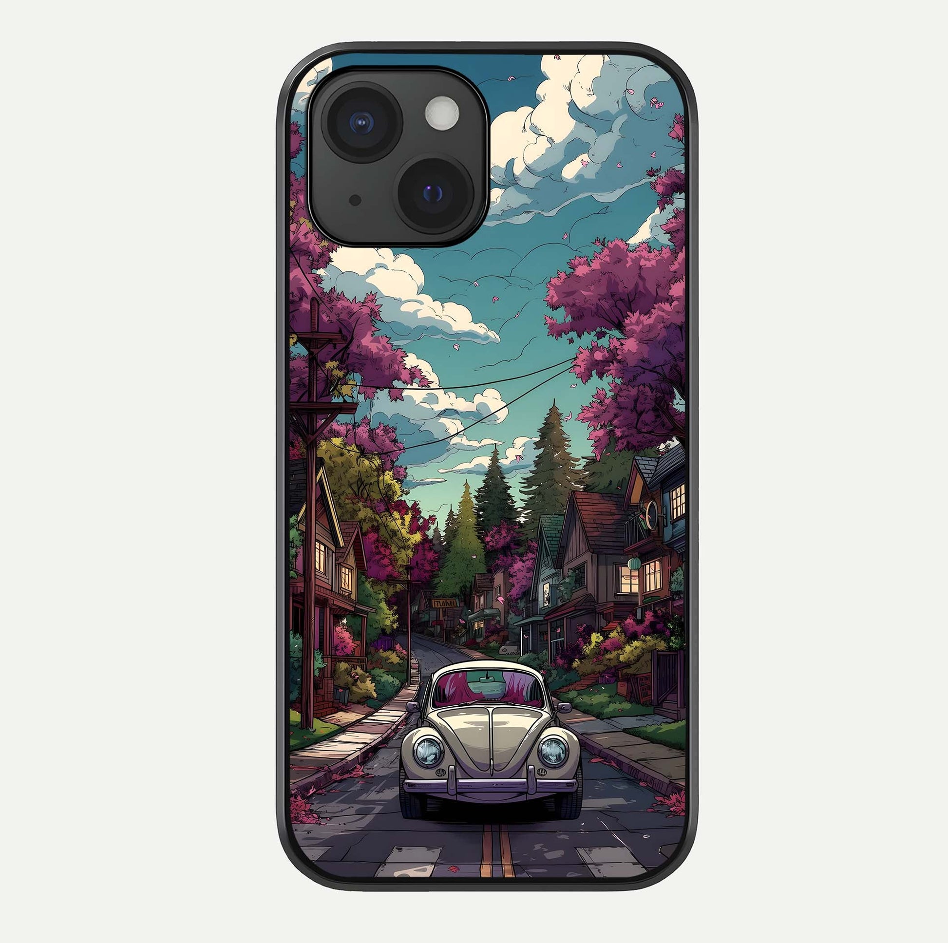 Vintage Street Drive Glass Case For iPhone 15 by Custom World