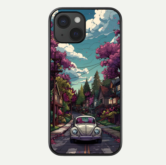 Vintage Street Drive Glass Case For iPhone 15 by Custom World