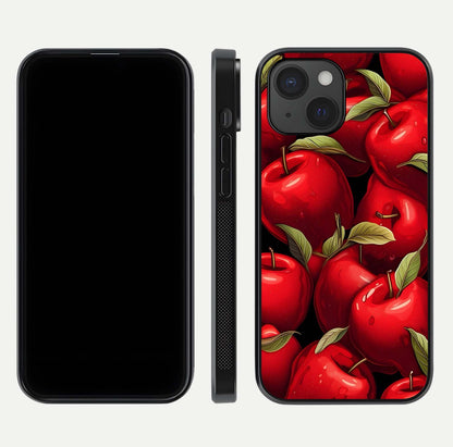 Apple Pattern Glass Case for iPhone 15 front and back layout highlighting clean lines and protective glass finish