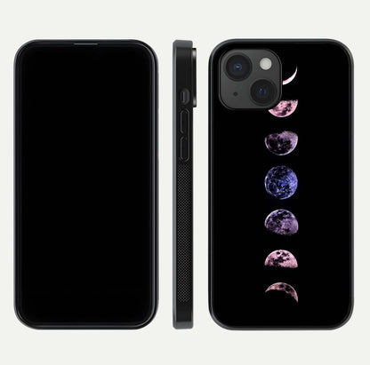 Crimson All Planets Glass Case for iPhone 15 dual-view layout displaying crimson tones and curved edges