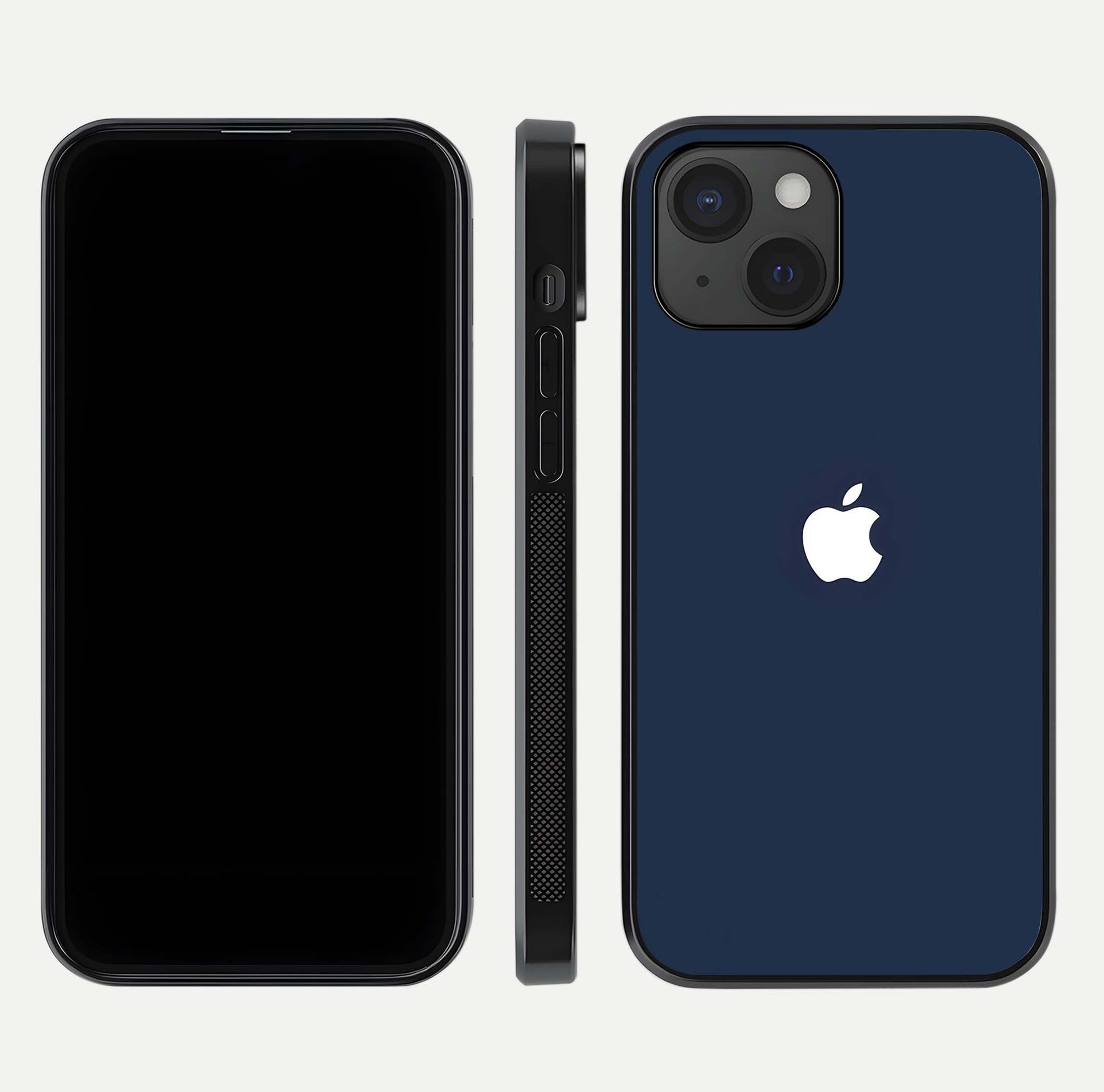 Minimal Apple Night Glass Case for iPhone 15 front & back layout highlighting simplicity and edge curve