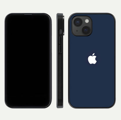 Minimal Apple Night Glass Case for iPhone 15 front & back layout highlighting simplicity and edge curve