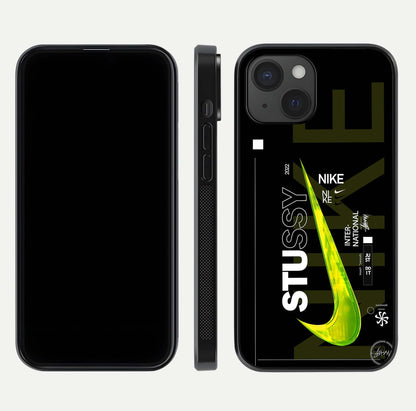 Neon Street Edition Glass Case for iPhone 15 front & back layout highlighting street art vibe and edges