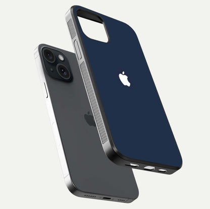 Minimal Apple Night Glass Case for iPhone 15 floating dual-view mockup showing HD shine and minimal style