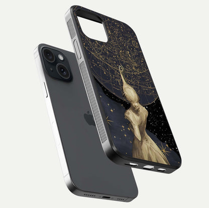 Taylor Swift Girl Glass Case for iPhone 15 floating dual-view mockup displaying gloss and stylish artwork