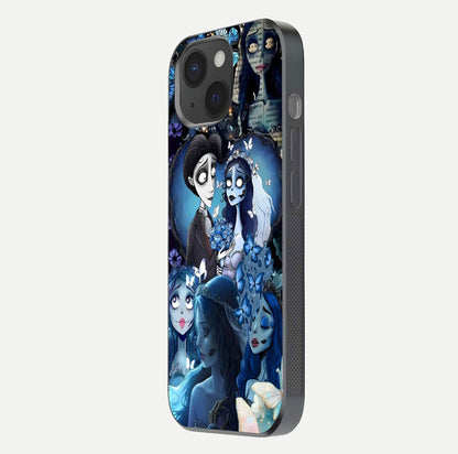 Butterfly Ghost Soul Glass Case for iPhone 15 side-angle image capturing edge light and deep design tones
