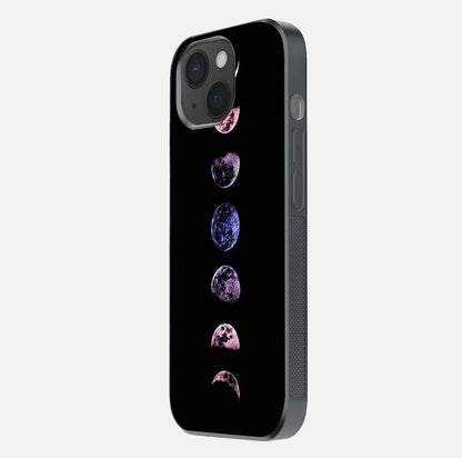 Crimson All Planets Glass Case for iPhone 15 side-angle photo capturing edge glow and glass reflection
