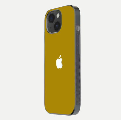 Golden Luxe Aura Glass Case for iPhone 15 side-angle image showing reflection clarity and aura glow