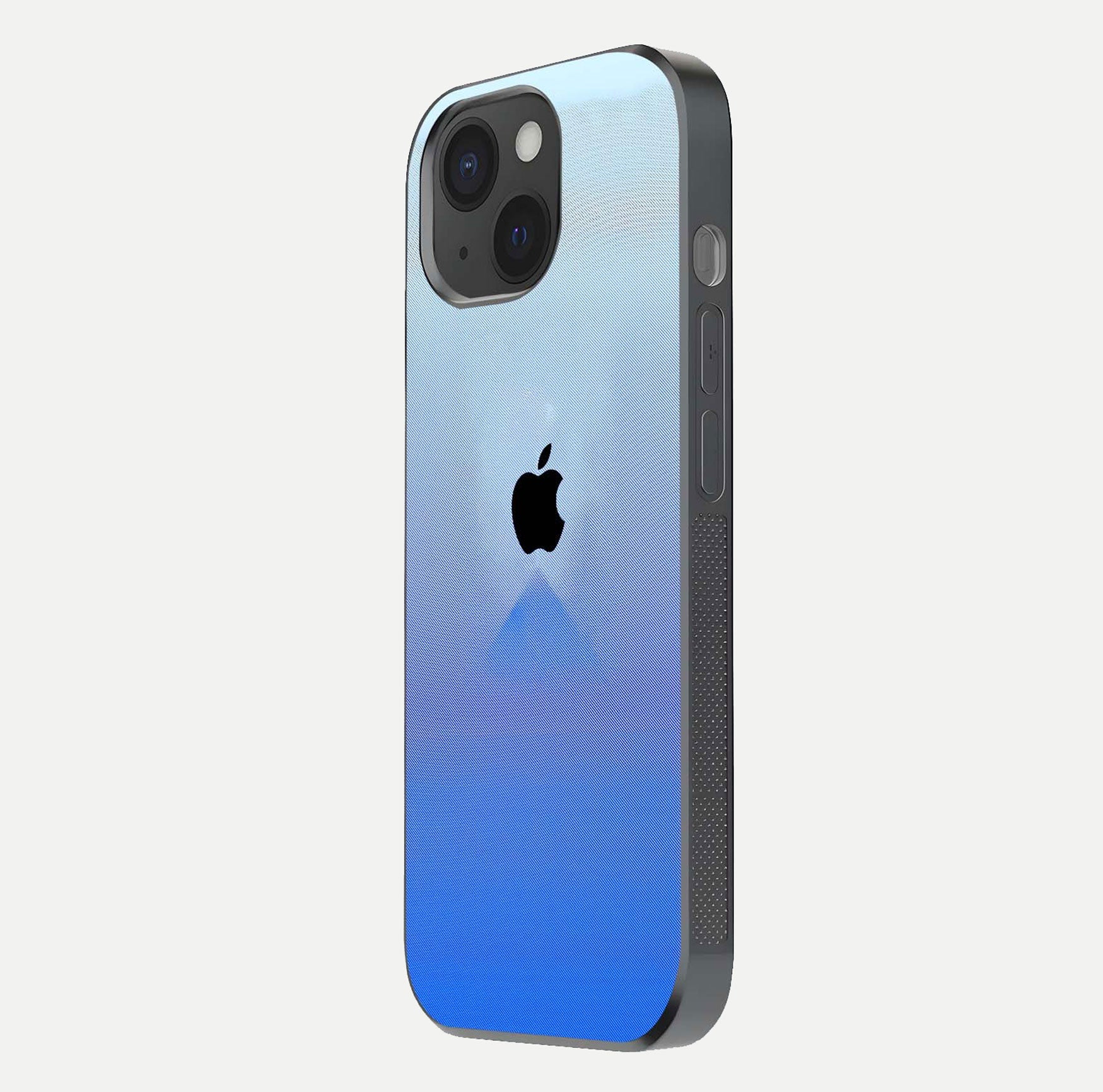 Gradient Apple Vibe Glass Case for iPhone 15 side-angle image showing reflection glow and elegant surface