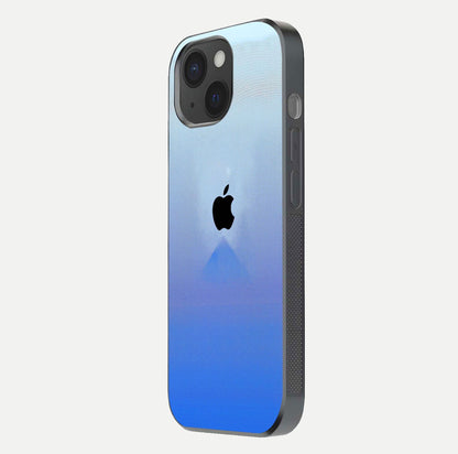 Gradient Apple Vibe Glass Case for iPhone 15 side-angle image showing reflection glow and elegant surface