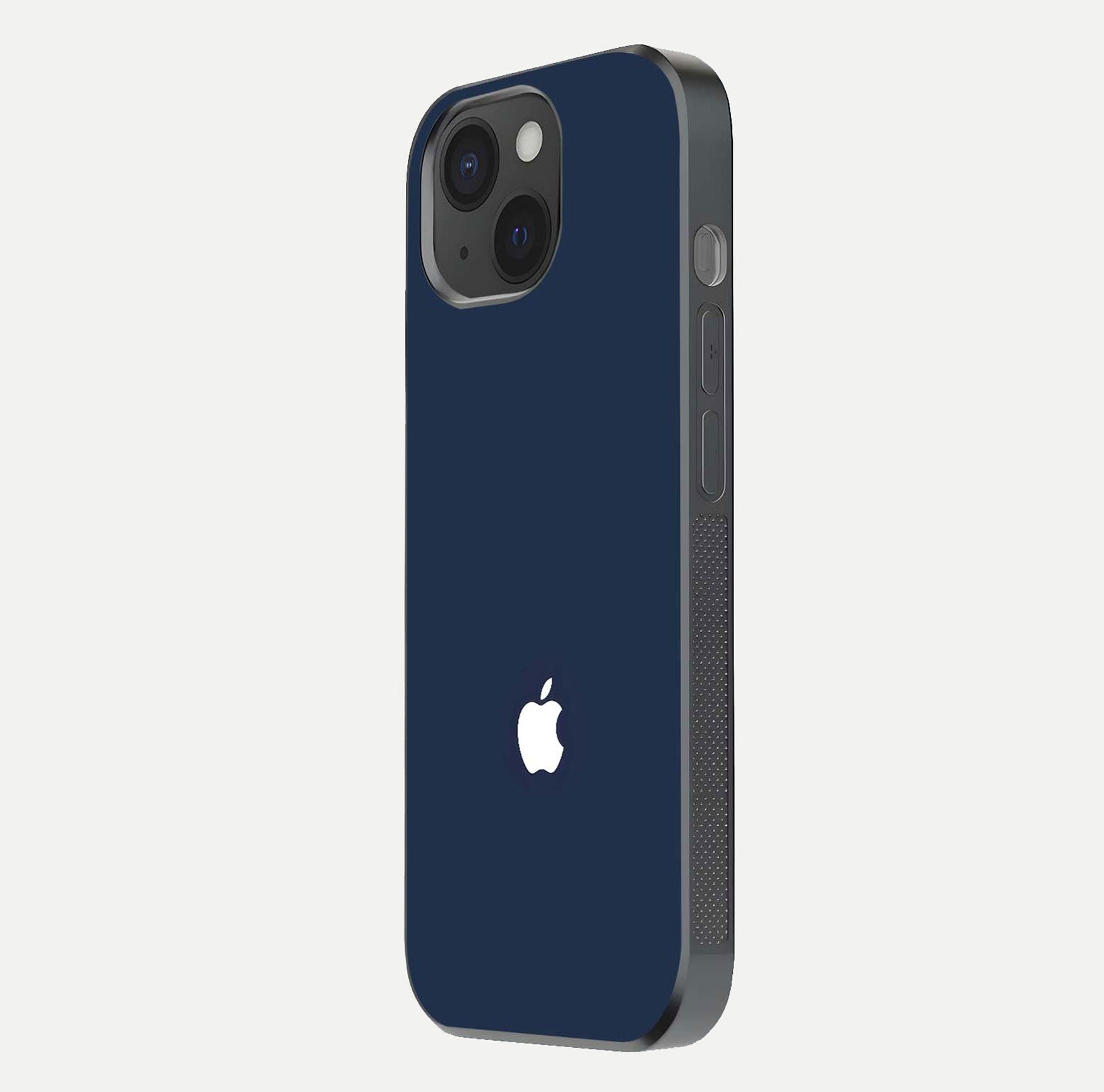 Minimal Apple Night Glass Case for iPhone 15 side-angle image showing sleek reflection and clean gloss