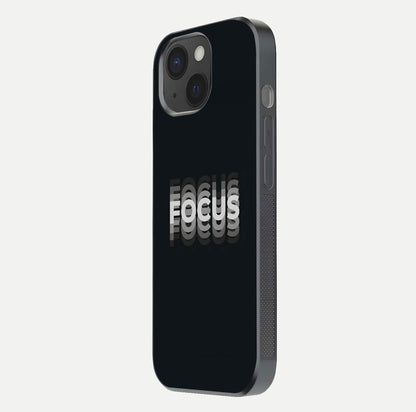 Mono Focus Vision Glass Case for iPhone 15 side-angle image showing smooth reflection and minimal tones
