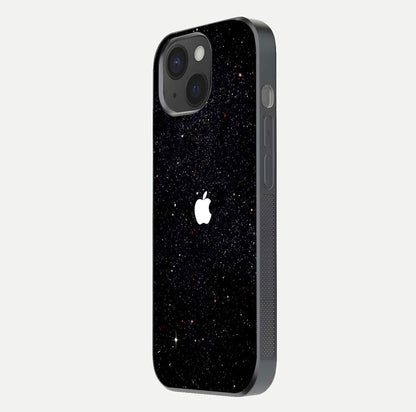 Starry Apple Galaxy Glass Case for iPhone 15 side-angle image showing gloss and star pattern detail