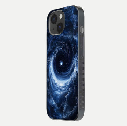 Stunning Galaxy Glass Case for iPhone 15 side-angle image showing glossy reflection and space detailing