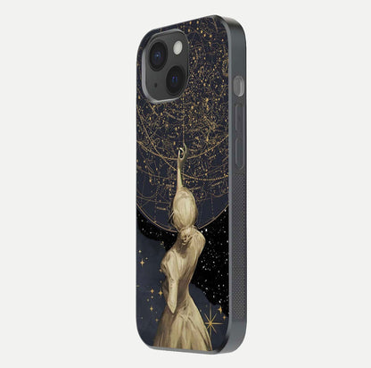 Taylor Swift Girl Glass Case for iPhone 15 side-angle image showing glossy surface and color tone
