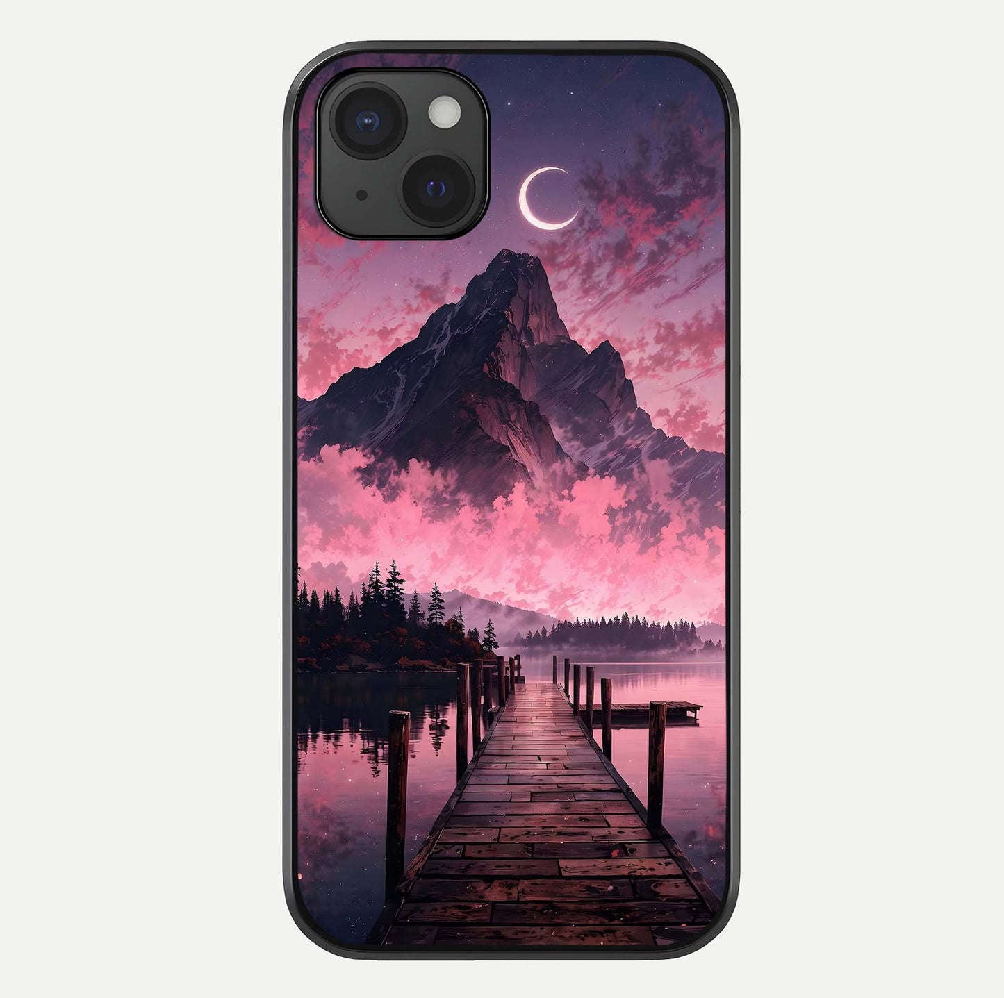 Beautiful Mountain View Glass Case For iPhone 15 Plus by Custom World
