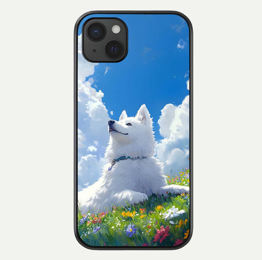 Blissful Cloud Pup Glass Case For iPhone 15 Plus by Custom World