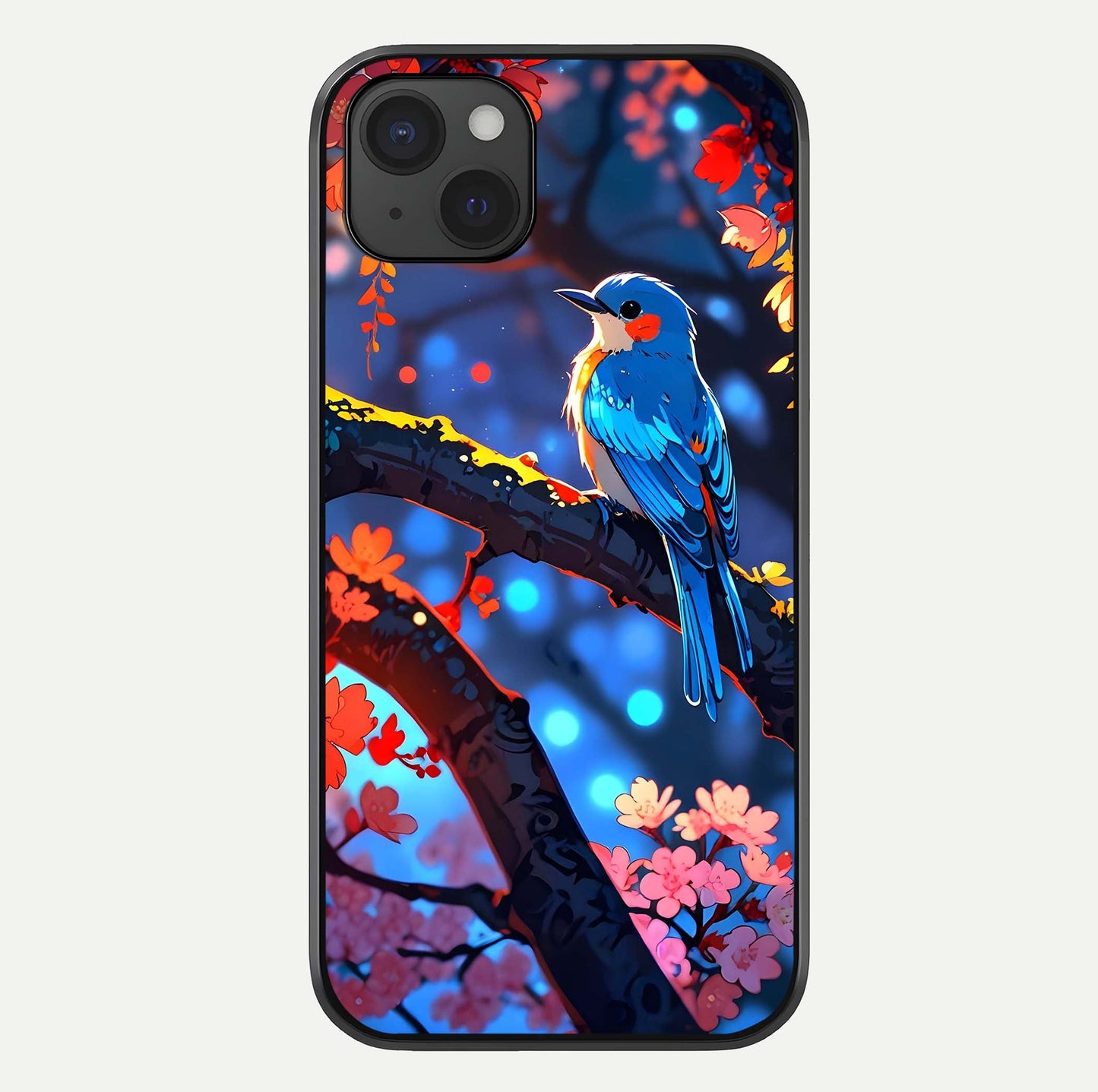 Blooming Spendor Bird Glass Case For iPhone 15 Plus by Custom World