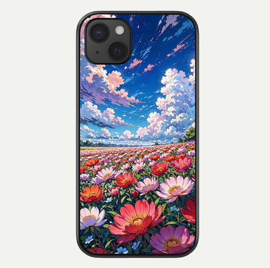 Blossom Sky Field Glass Case For iPhone 15 Plus by Custom World