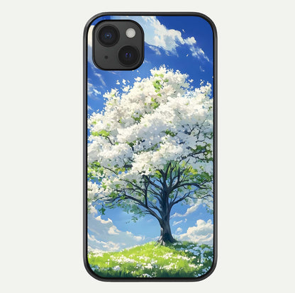 Blossom Sky Serenity Glass Case For iPhone 15 Plus by Custom World