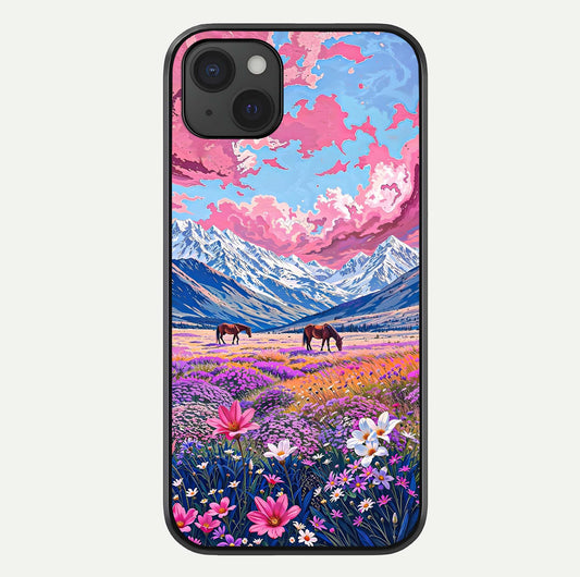 Blossom Valley Dream Glass Case For iPhone 15 Plus by Custom World