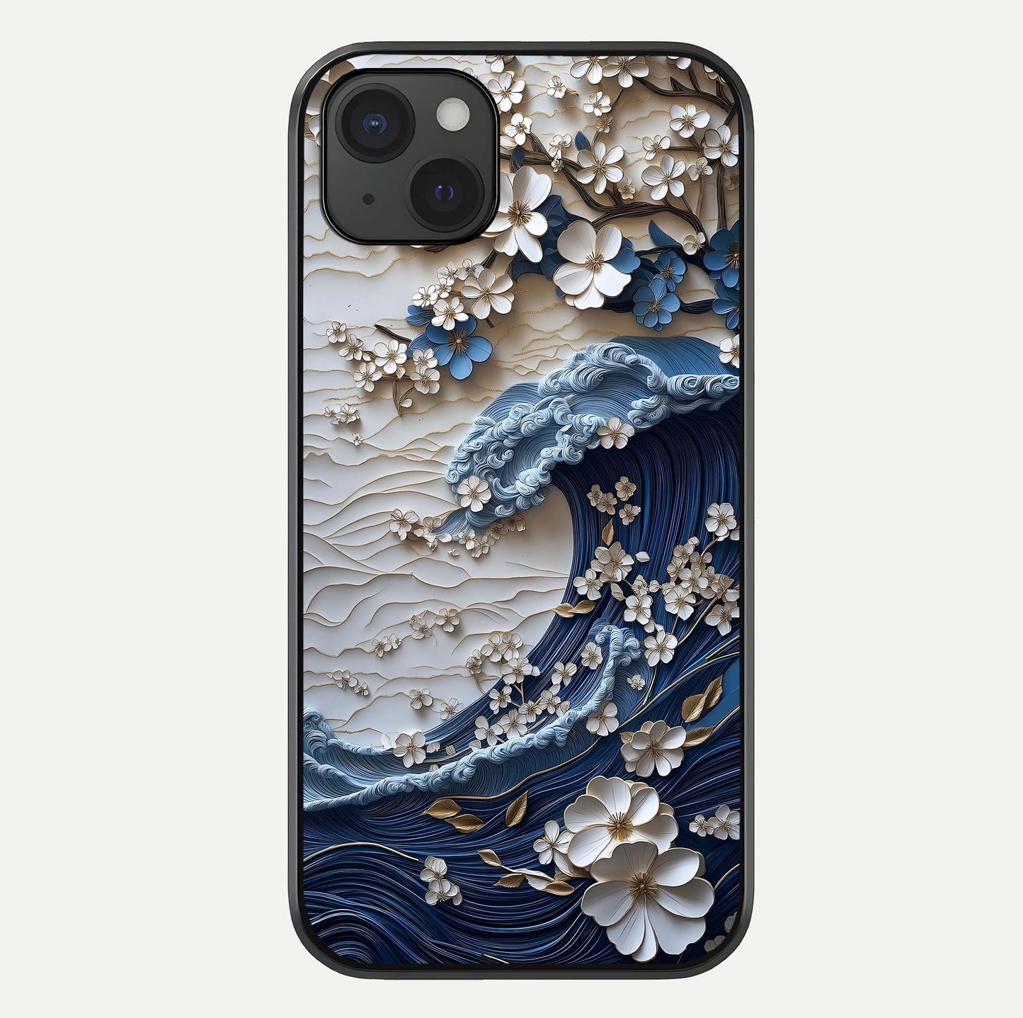 Blossom Wave Art Glass Case For iPhone 15 Plus by Custom World