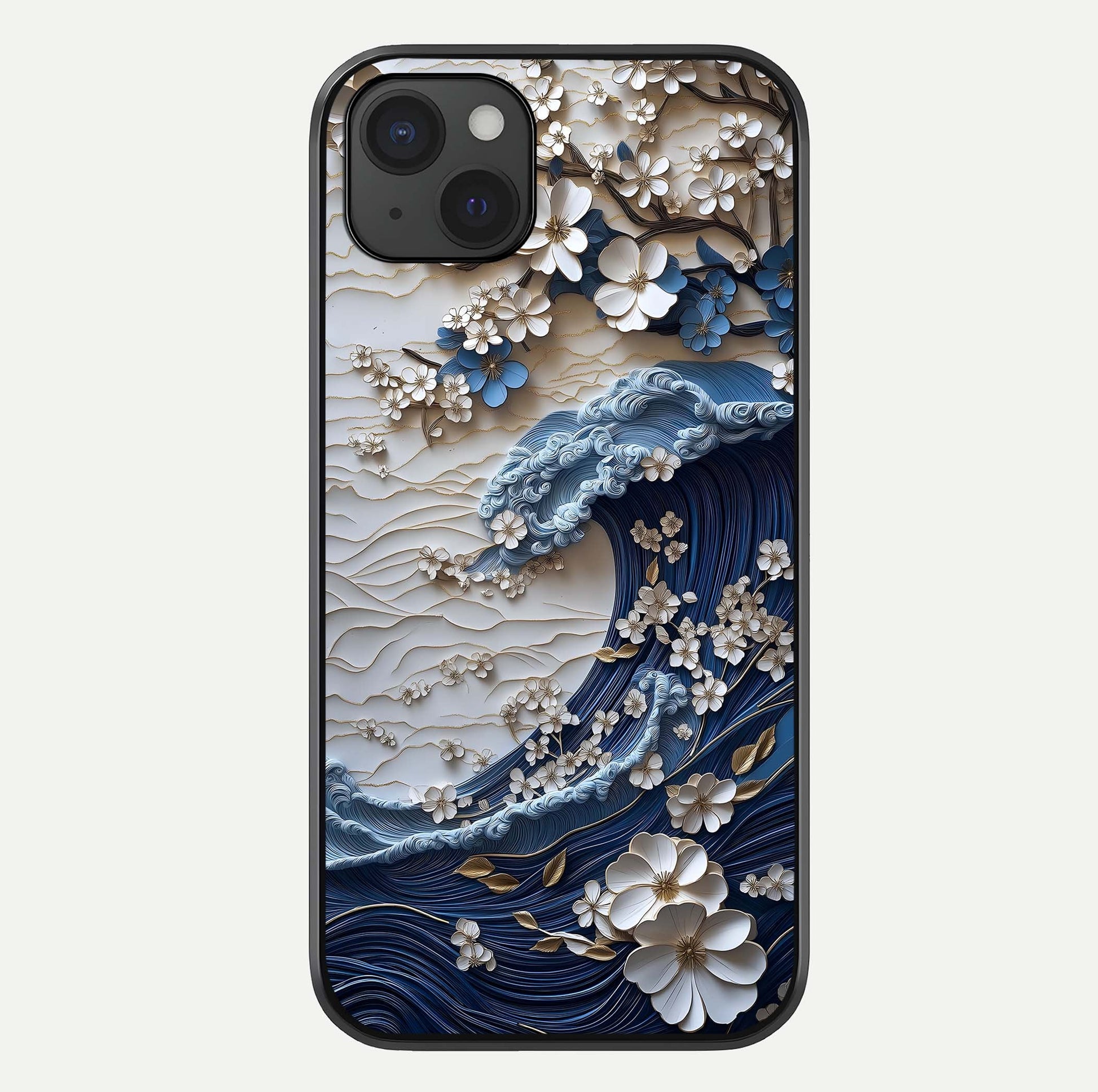 Blossom Wave Art Glass Case For iPhone 15 Plus by Custom World