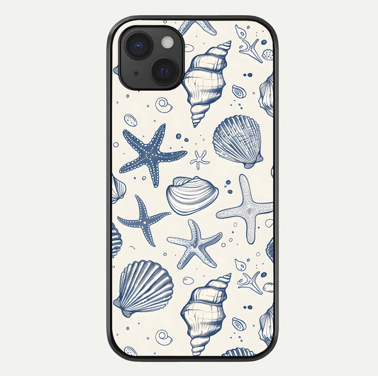 Blue Ocean Outline Glass Case For iPhone 15 Plus by Custom World