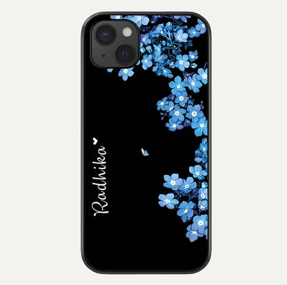 Blue Petal Dream Custom Name Glass Case For iPhone 15 Plus by Custom World