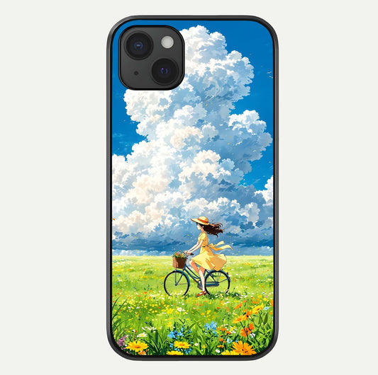 Breezy Meadow Ride Glass Case For iPhone 15 Plus by Custom World