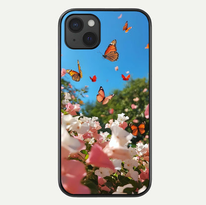 Butterflies In Bloom Sky Glass Case For iPhone 15 Plus by Custom World