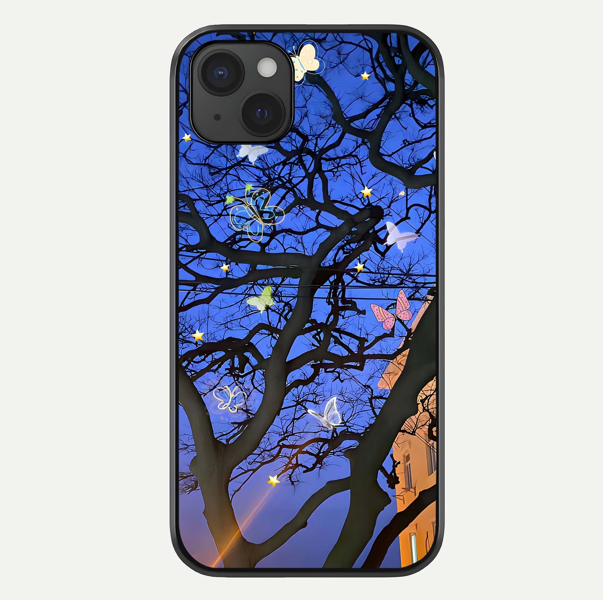 Butterfly Night Magic Glass Case For iPhone 15 Plus by Custom World