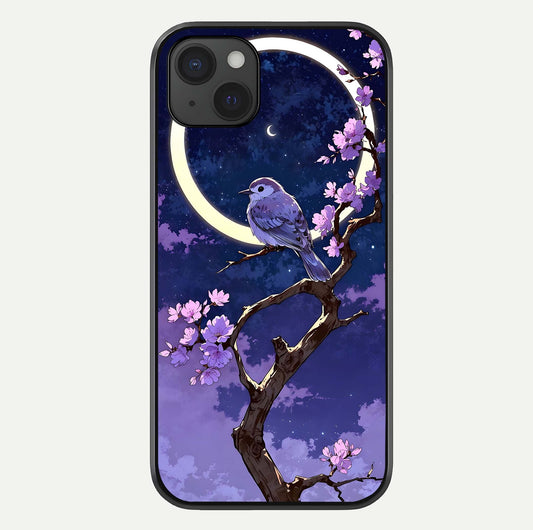 Celestial Bird Blossom Glass Case For iPhone 15 Plus by Custom World
