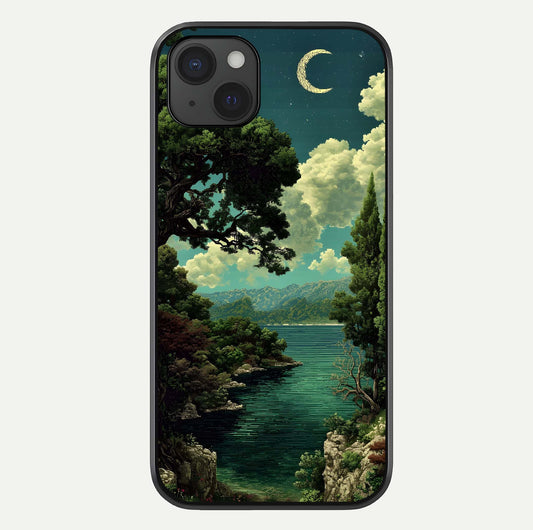 Celestial Lake Peace Glass Case For iPhone 15 Plus by Custom World